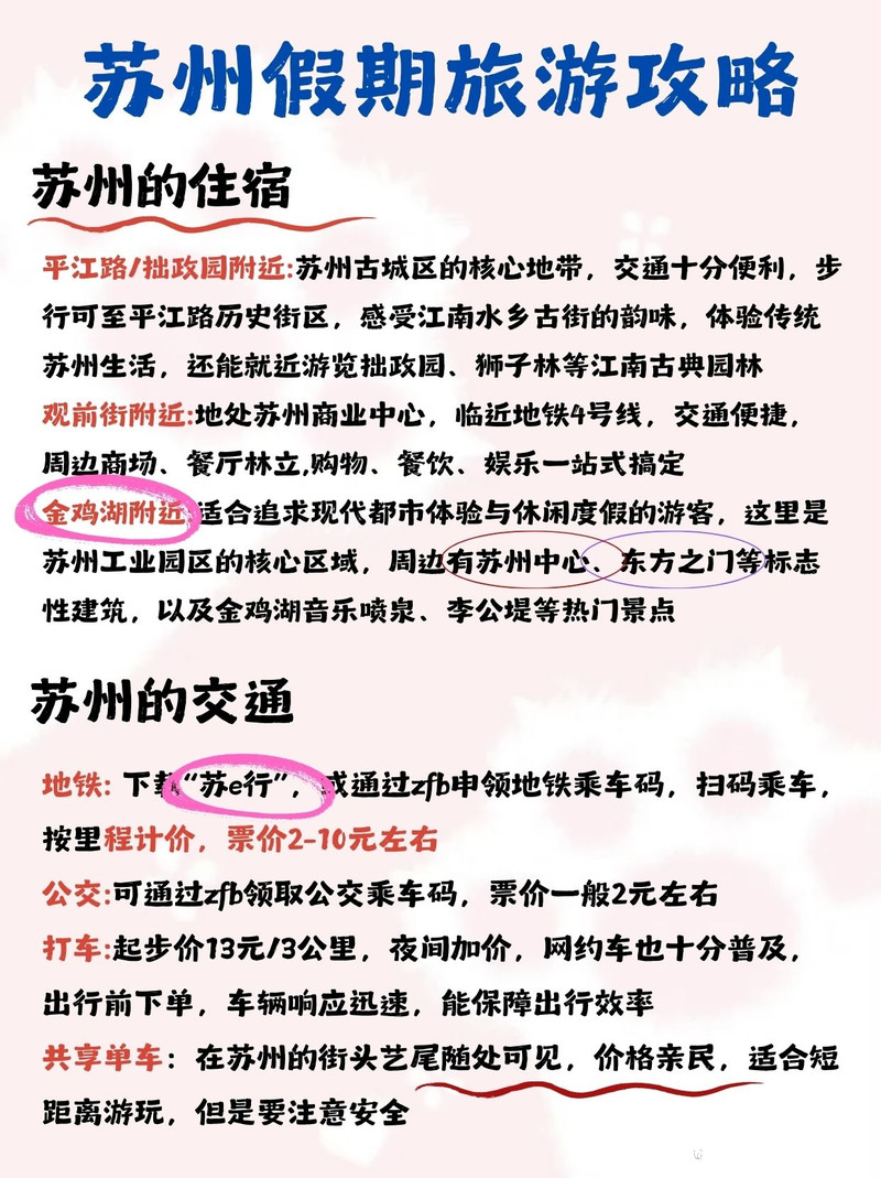 小红书版苏州出行攻略，最新出行指南🌸🌼